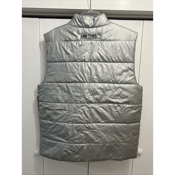 VTG Y2K Tommy Hilfiger Athletics TH85 SILVER Puffer Jacket Vest Size Sz XL, NEW! - Picture 5 of 8